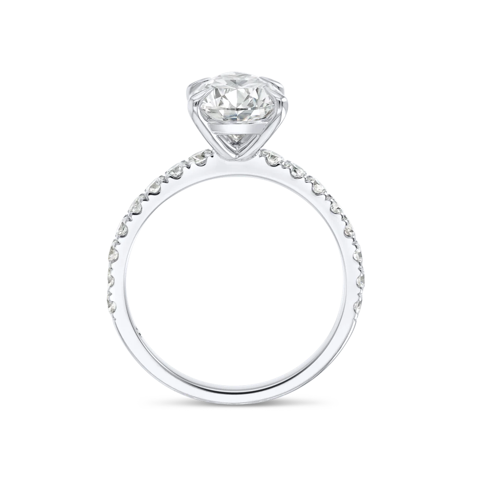 2 Carat Lab Grown Diamond Band Engagement Ring - Pear Diamond