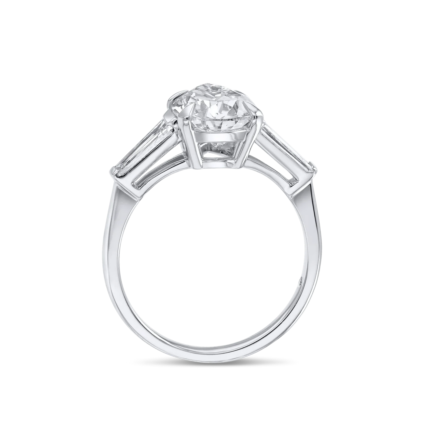 2 Carat Baguette Trilogy Engagement Ring - Pear Diamond