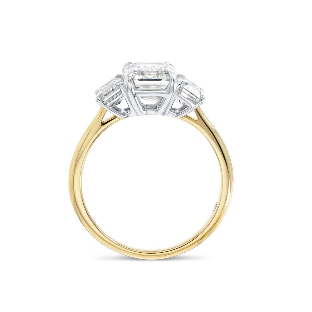 2 Carat Lab-Grown Trilogy Engagement Ring - Emerald Diamond