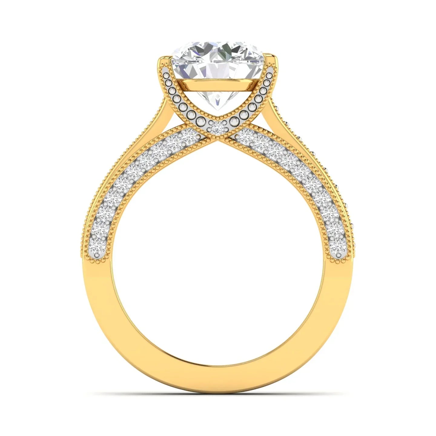 Classic Diamond Engagement Ring with Pave Band