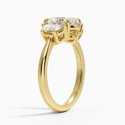 Half Moon Three Stone Diamond Ring