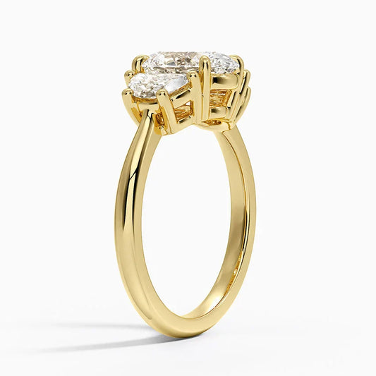 Half Moon Three Stone Diamond Ring