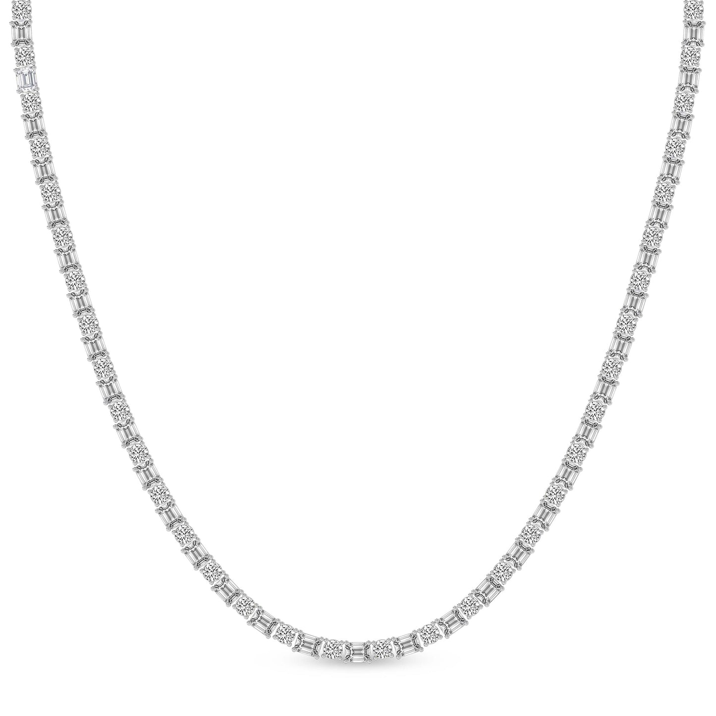 Emerald Elegance Lab Diamond Tennis Necklace
