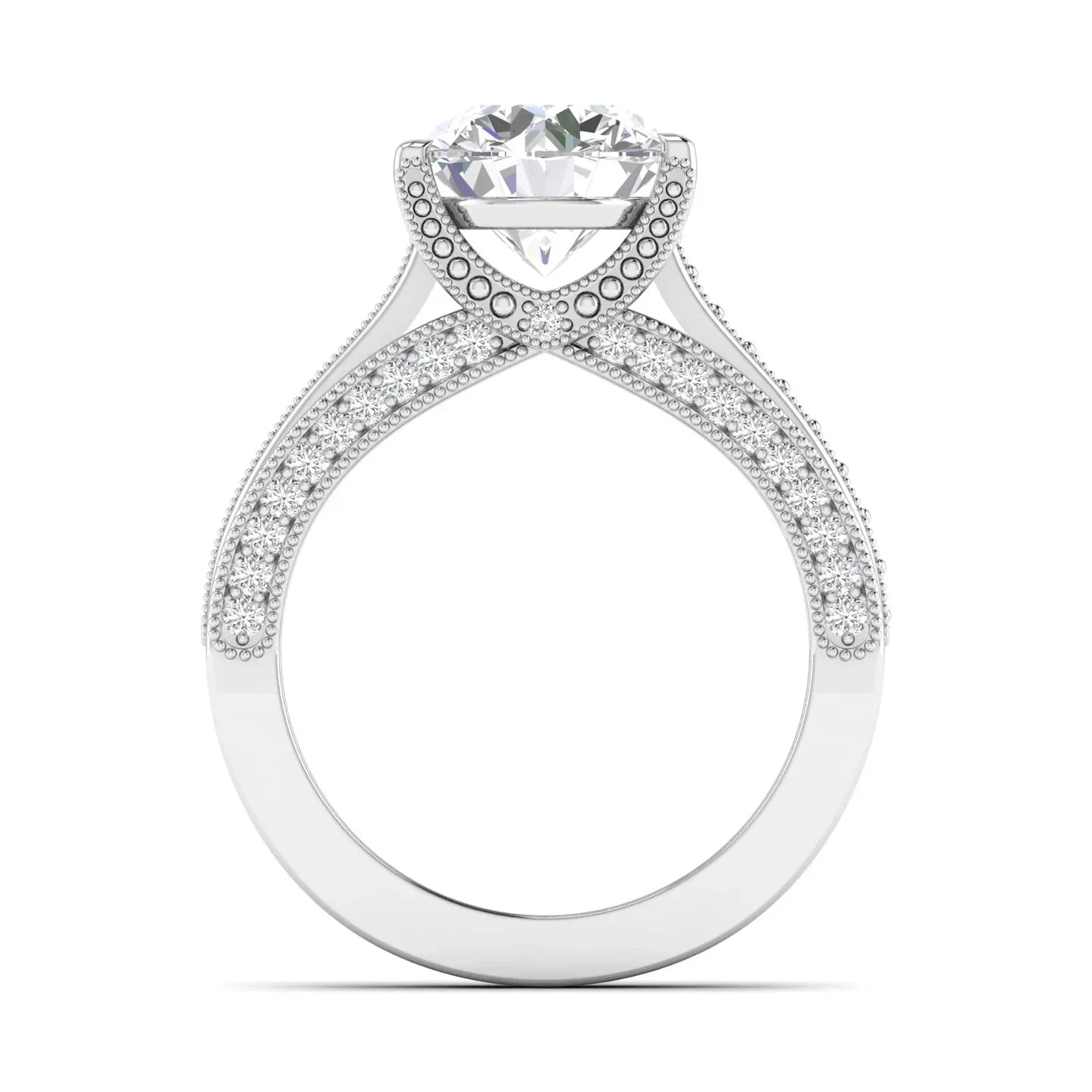 Classic Diamond Engagement Ring with Pave Band